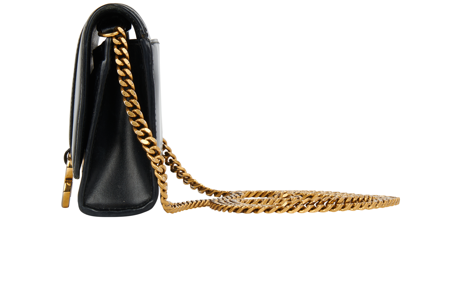 Hourglass Wallet on Chain, &pound;550, Handbags, Black, Leather, Bottom view